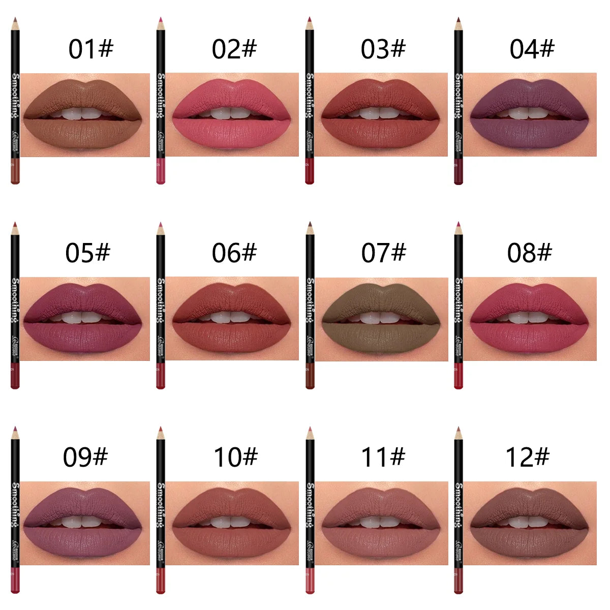 12 Piece Long-Lasting Lipstick Set - Professional Lip Liner and Matte Lip Gloss Collection