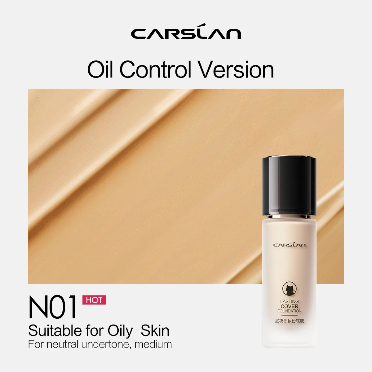 CARSLAN Long-Lasting Moisture Matte Liquid Foundation - Full Coverage Concealer