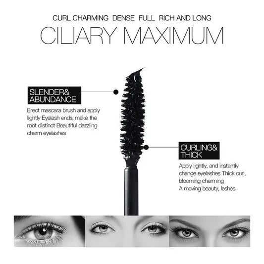Black Curled Lashes Mascara - Lengthens Eyelashes Extra Volume Long Lasting Waterproof