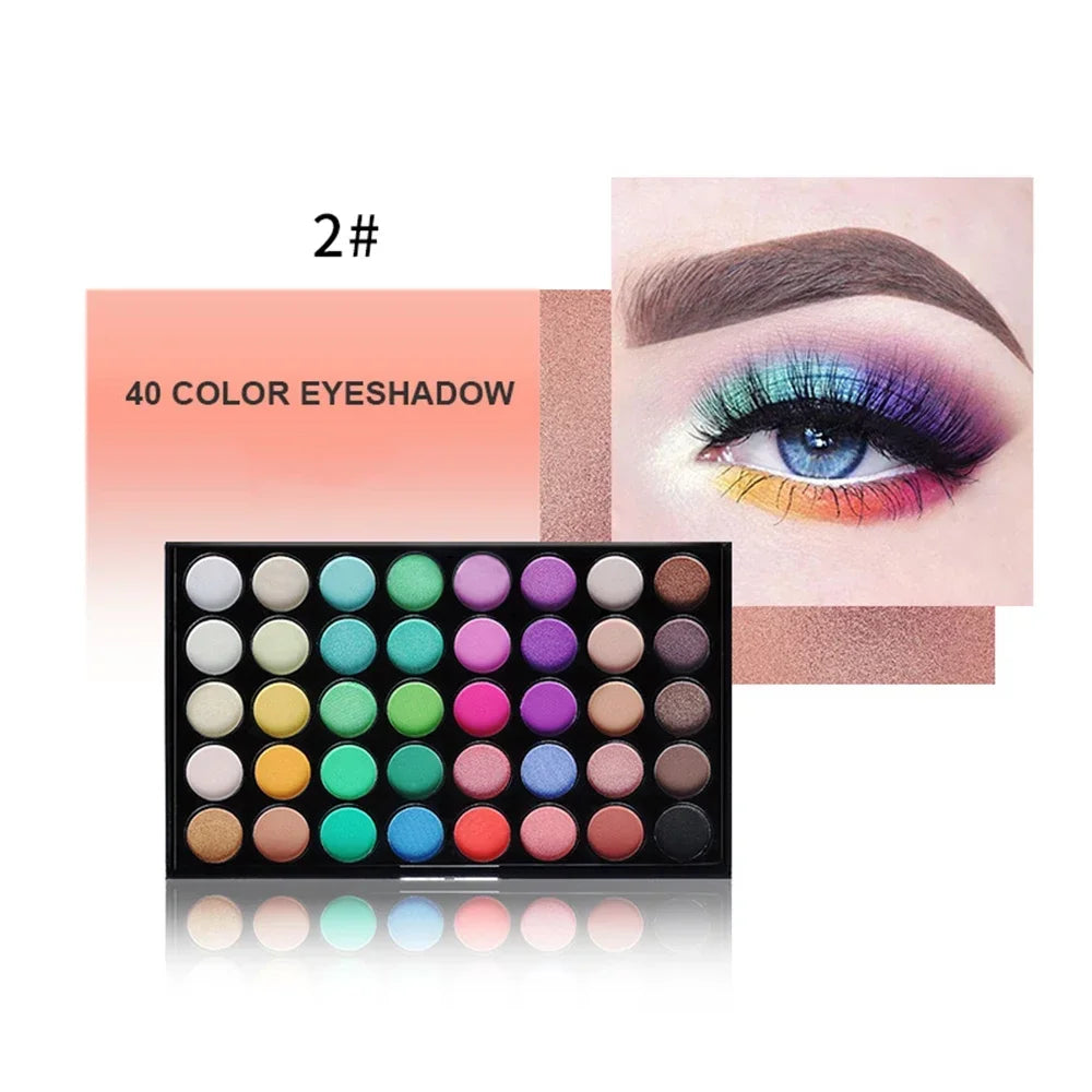 40-Color Eyeshadow Palette - Matte, Shimmer & Glitter Finish