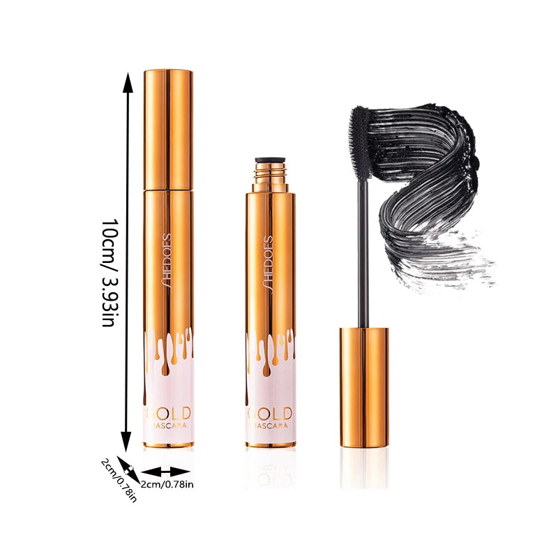Thick Curly Eye Black Waterproof Mascara - Non Smudging Slim Durable Gold Color