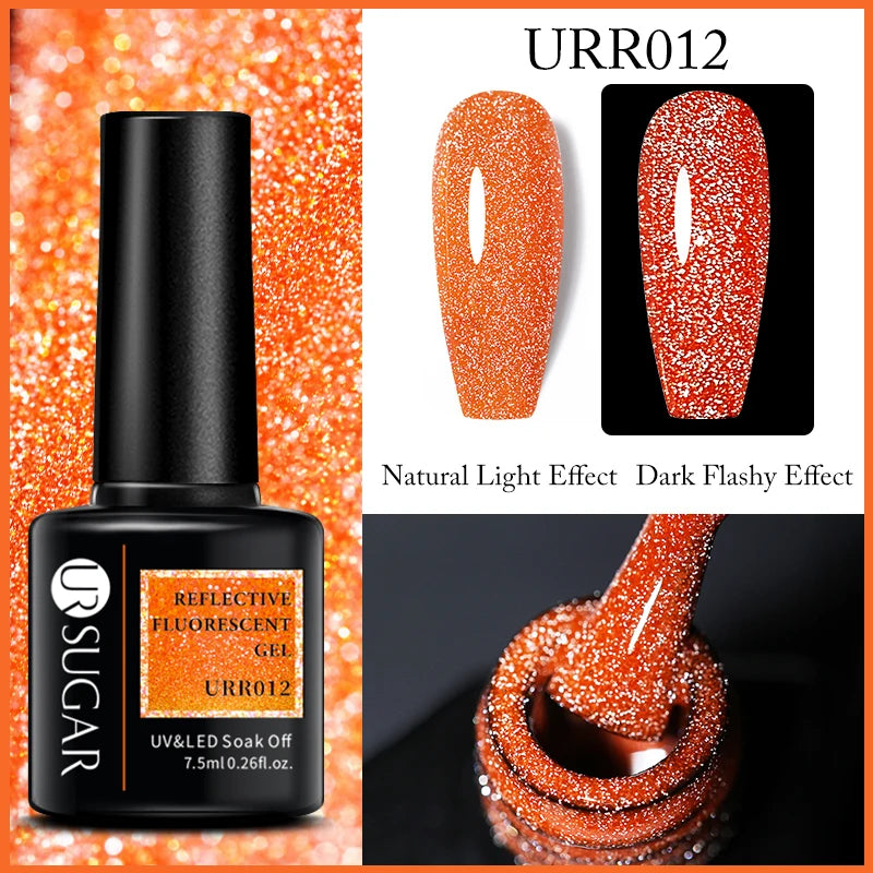 UR SUGAR 7.5ml Reflective Glitter Gel - Pink Sequins Nail Polish Semi-Permanent