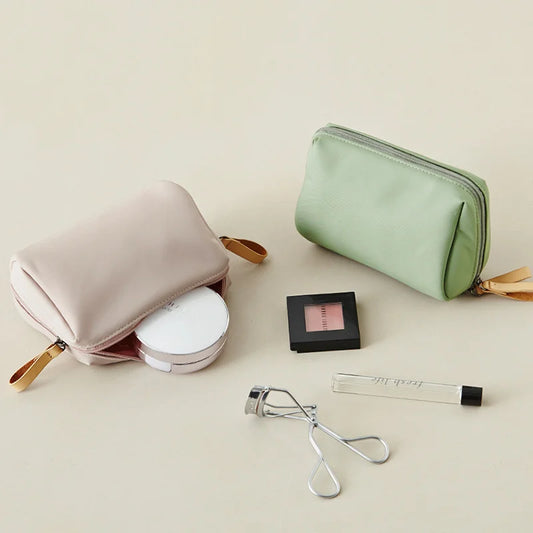 Korean Style Waterproof Cosmetic Bag - Solid Color Organizer Pouch