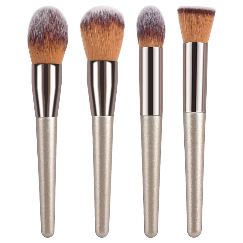 Champagne Makeup Brushes Set - 14 Piece Professional Synthetic Hair Cosmetic Brush Collection