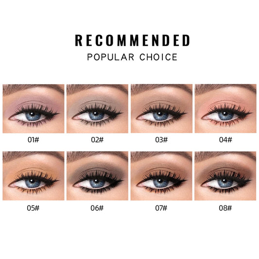 QIBEST 8 Color Matte Liquid Eyeshadow Stick - Waterproof Long-Lasting Metallic Pigment