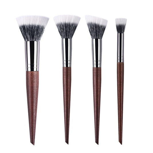 Professional Makeup Brushes - Natural Wood Goat Hair Powder Contour Stippling Blush Brush