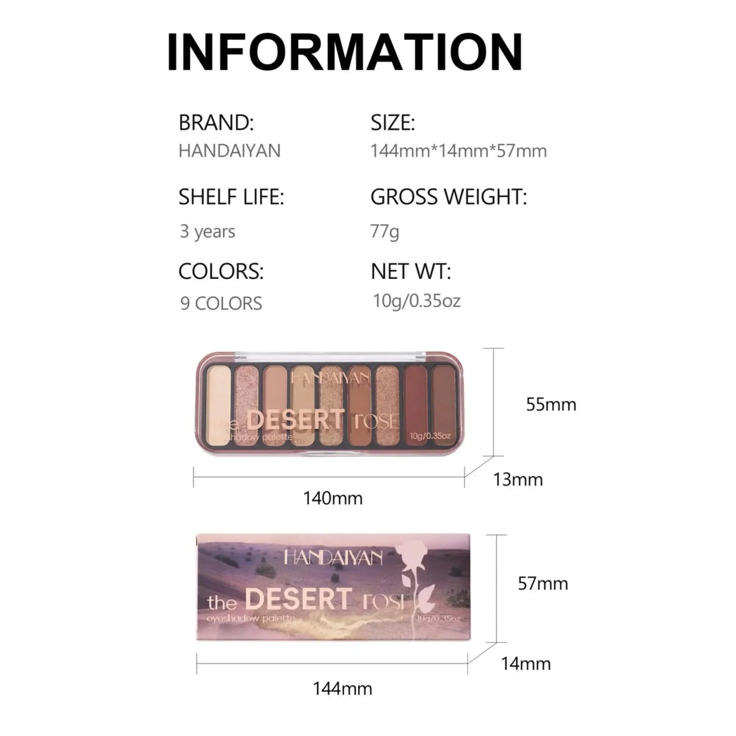 Desert Rose 9 Color Eyeshadow Palette High Pigment Matte Mineral Waterproof Long Lasting Natural Earthy Tones Makeup