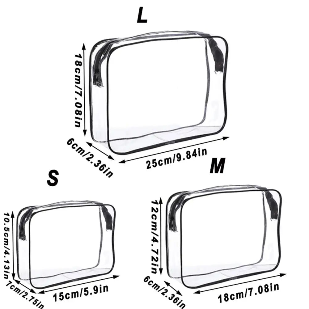 Waterproof Transparent Cosmetic Bag - Clear Toiletry Storage Pouch with Zipper