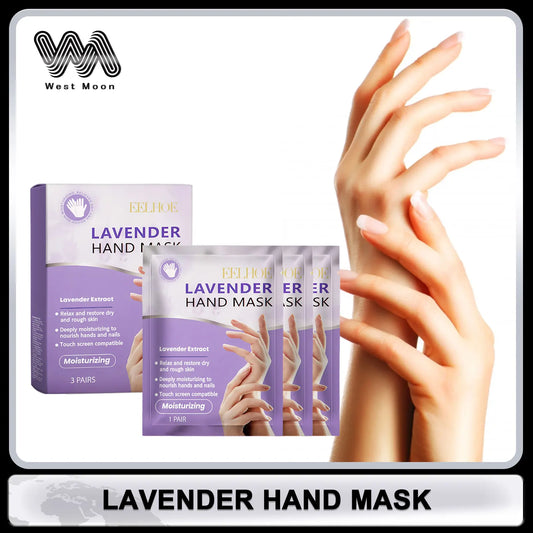 Lavender Hand Mask - Exfoliating & Brightening Treatment for Smooth, Nourished Hands (3 Pairs)