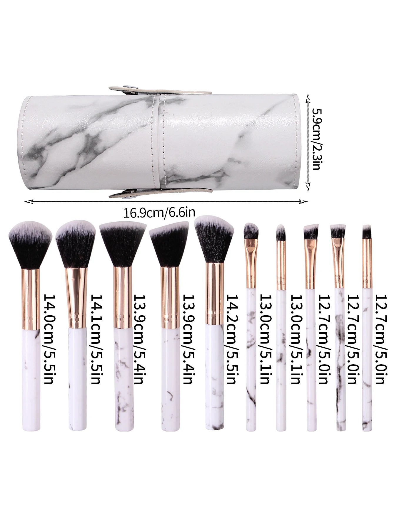 Marble Set Makeup Brush - 11 Piece Soft Hair Blush Eyeshadow Concealer Brush Set