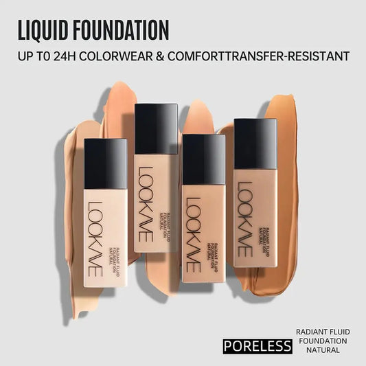 LOOKAVE Liquid Foundation - Long Lasting Full Coverage Natural Matte Moisturizing