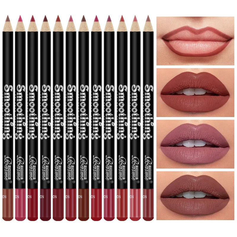 12 Piece Long-Lasting Lipstick Set - Professional Lip Liner and Matte Lip Gloss Collection