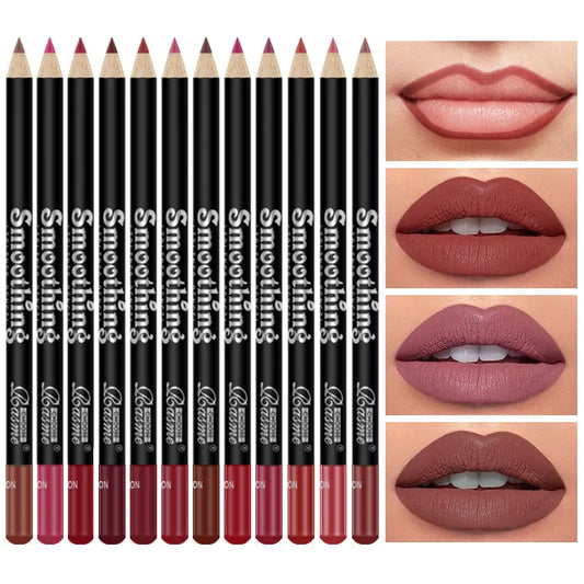 12 Piece Long-Lasting Lipstick Set - Professional Lip Liner and Matte Lip Gloss Collection