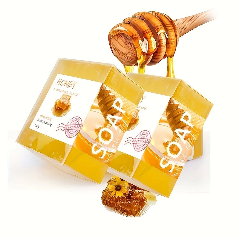 Natural Honey Handmade Soap Set - 2 Piece with Essential Oils for Moisturizing and Cleansing