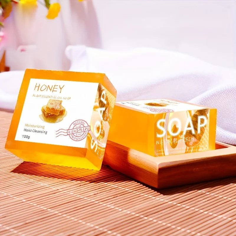 Natural Honey Handmade Soap Set - 2 Piece with Essential Oils for Moisturizing and Cleansing