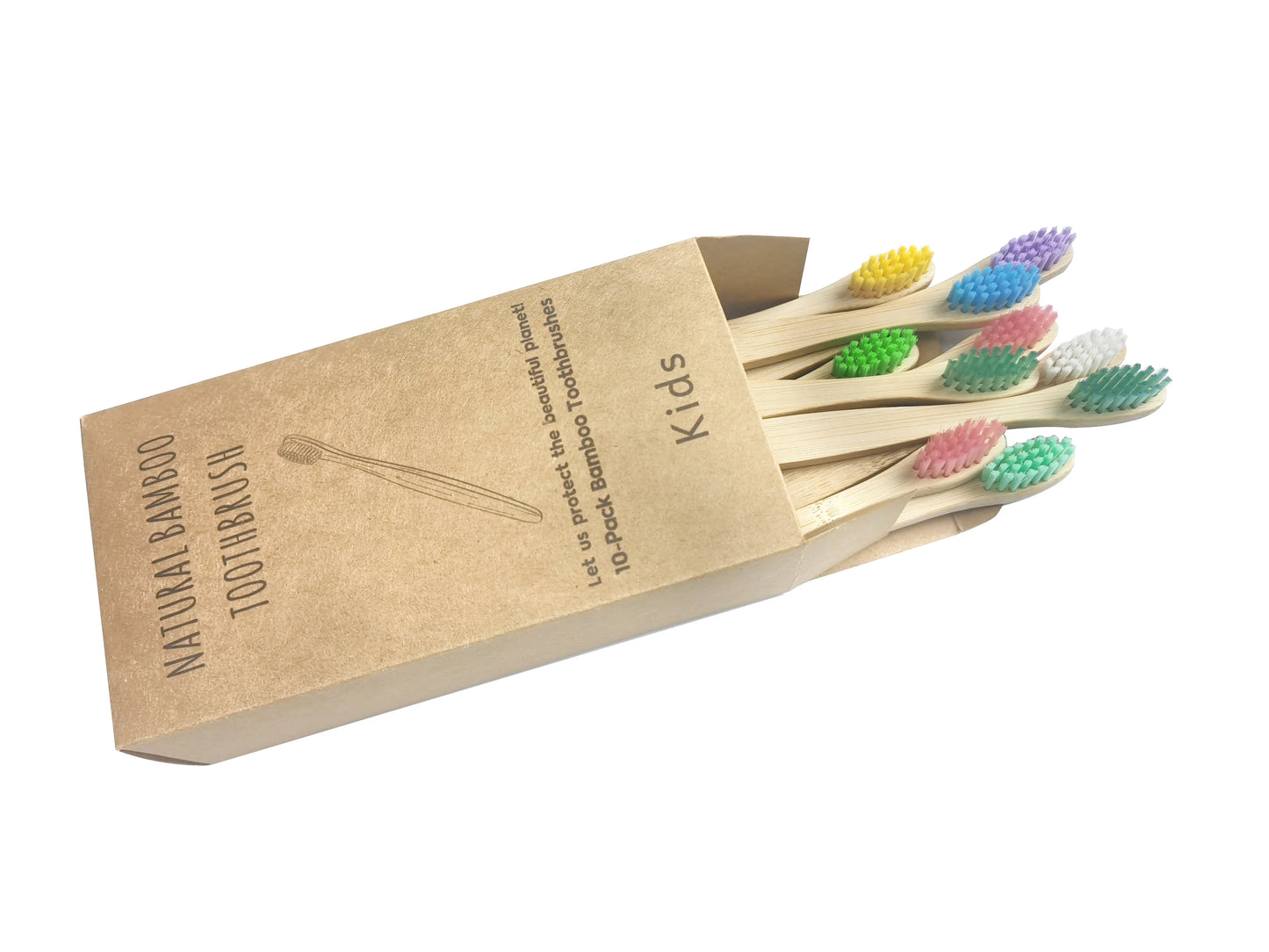 Organic Children Bamboo Toothbrush - 10 Colors Soft Fibre Bristles Eco-Friendly for Kids