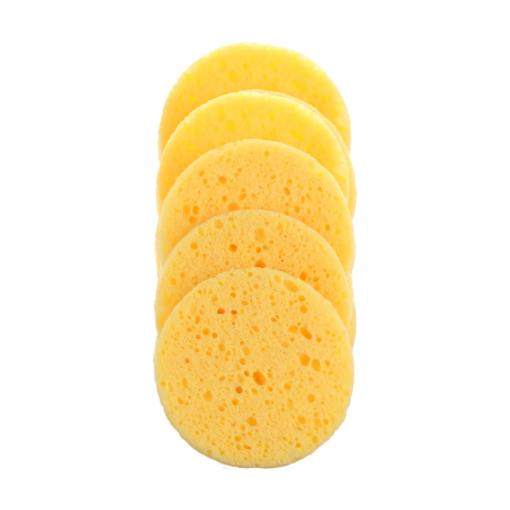 Natural Wood Pulp Makeup Remover Sponge - 5 or 10 Piece Round Facial Cleansing Puff Set