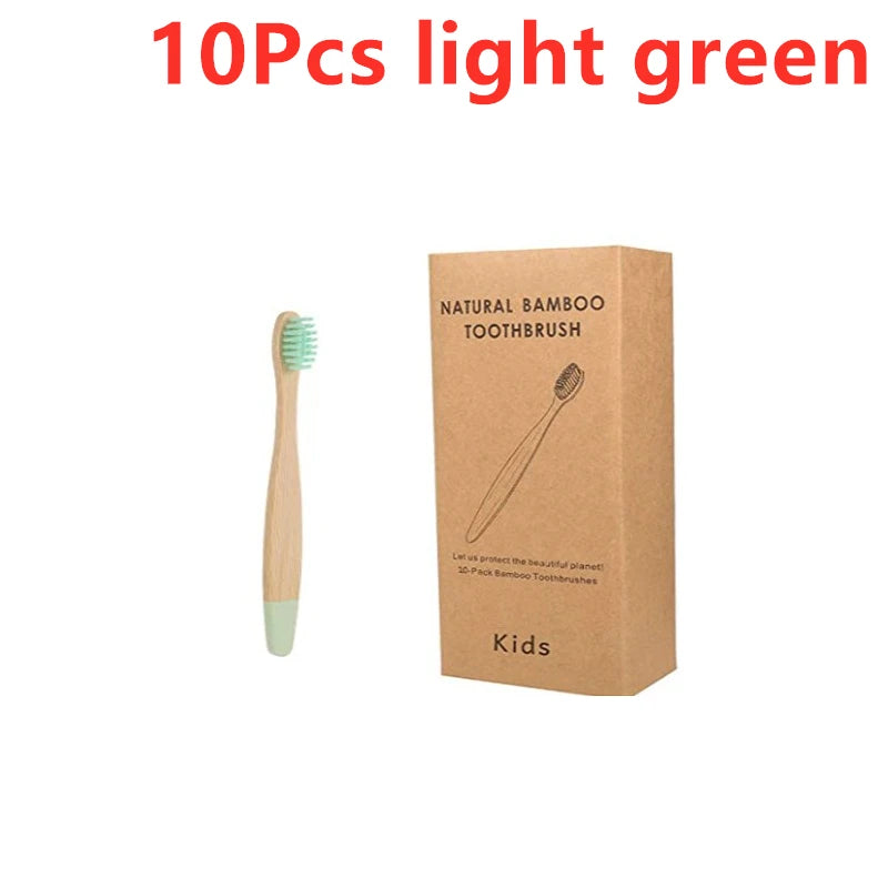 Organic Children Bamboo Toothbrush - 10 Colors Soft Fibre Bristles Eco-Friendly for Kids