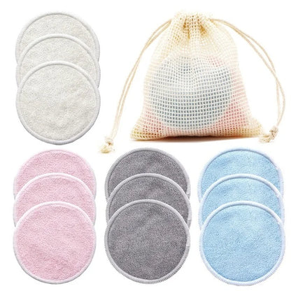 Reusable Bamboo Makeup Remover Pads - 12 Piece Washable Rounds Cleansing Facial Cotton