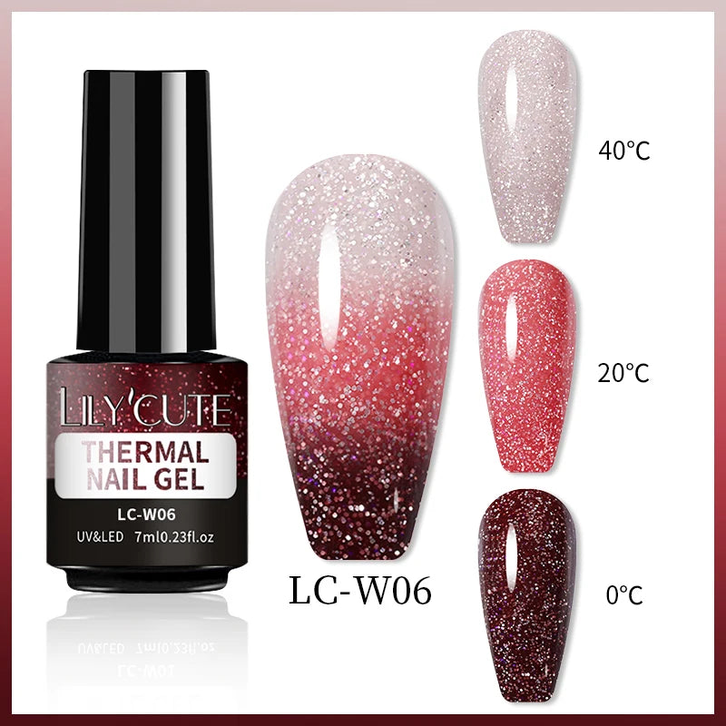 LILYCUTE 7ML Thermal Gel Nail Polish - Ultra-Thin Temperature Color Changing UV Gel