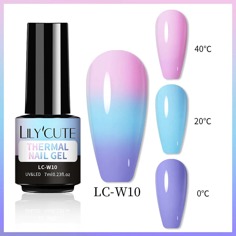 LILYCUTE 7ML Thermal Gel Nail Polish - Ultra-Thin Temperature Color Changing UV Gel