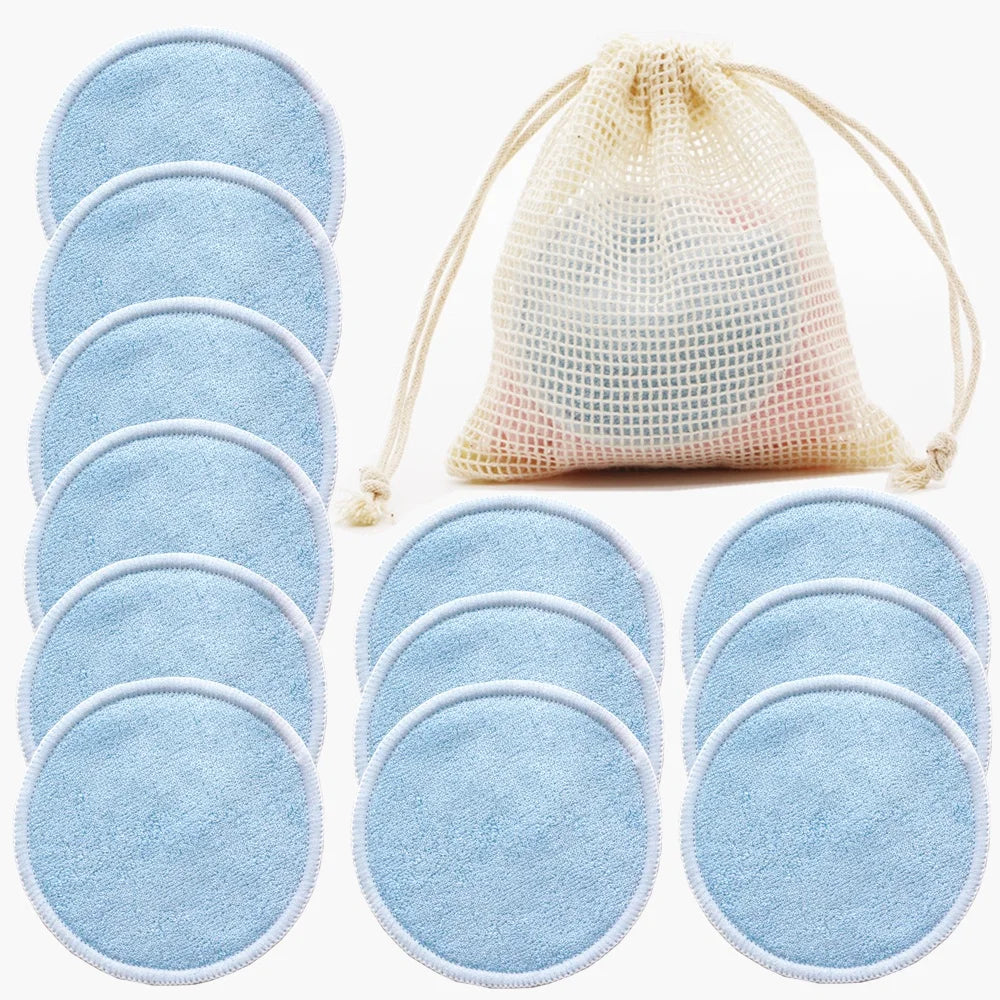 Reusable Bamboo Makeup Remover Pads - 12 Piece Washable Rounds Cleansing Facial Cotton