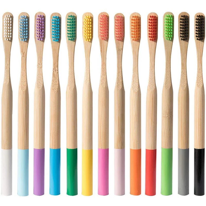 Bamboo Fiber Toothbrush Set - 5 or 10 Piece Eco-Friendly Medium Soft Bristle for Oral Health