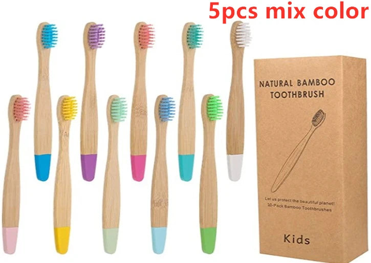 Organic Children Bamboo Toothbrush - 10 Colors Soft Fibre Bristles Eco-Friendly for Kids