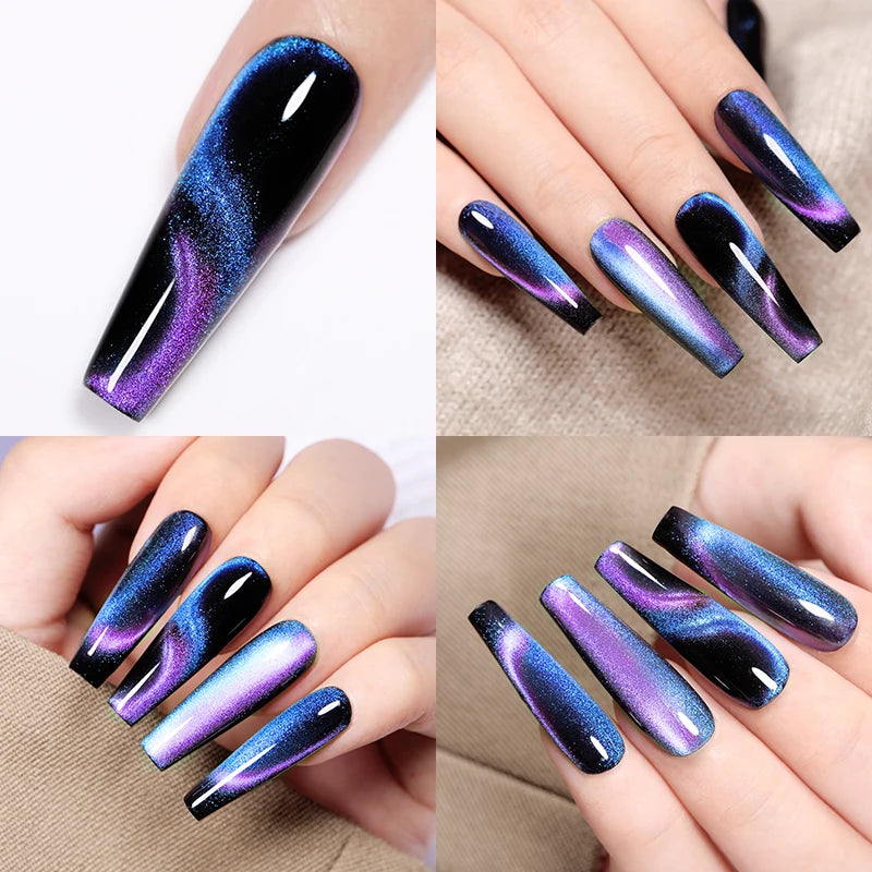 LILYCUTE 7ml 9D Cat Magnetic Gel Nail Polish - Iridescent Semi Permanent UV LED Gel Varnish