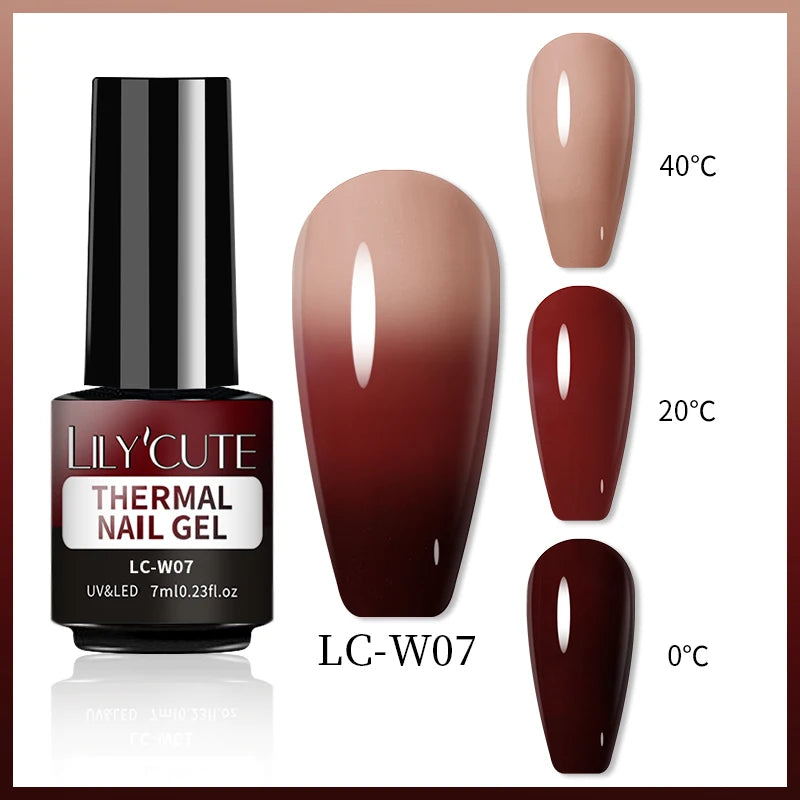 LILYCUTE 7ML Thermal Gel Nail Polish - Ultra-Thin Temperature Color Changing UV Gel
