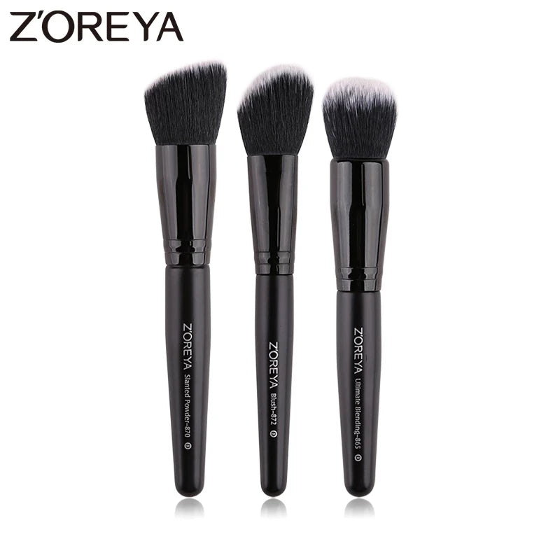 ZOREYA Black Makeup Brushes Set - 7 Piece Eye Face Cosmetic Foundation Powder Blush Set