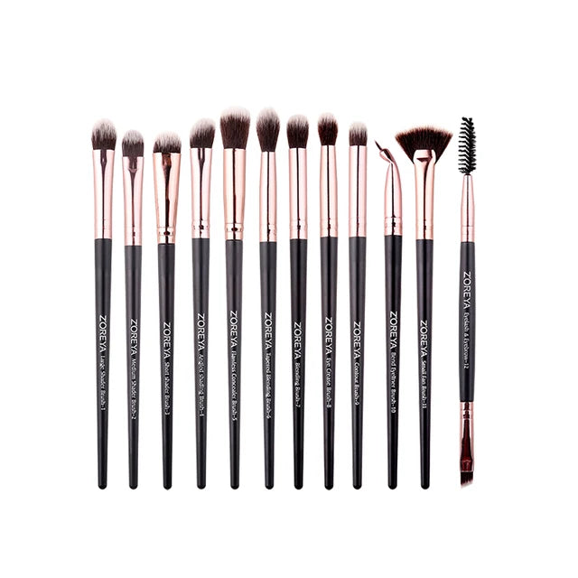 ZOREYA Black Makeup Brushes Set - 7 Piece Eye Face Cosmetic Foundation Powder Blush Set