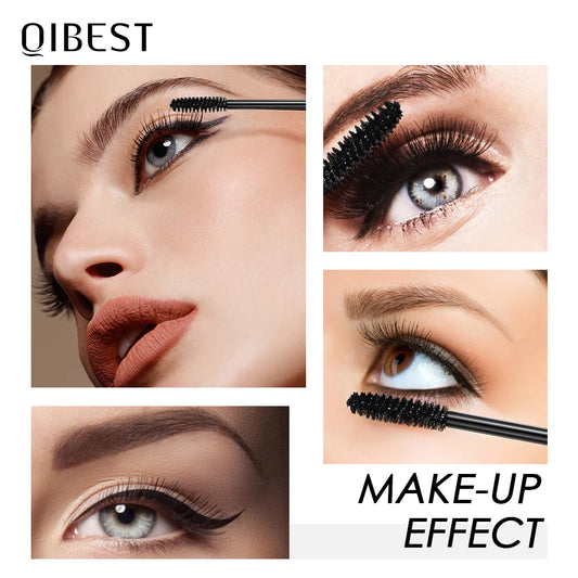 QIBEST Waterproof Mascara Black - 4D Eyelash Curling Thick Silk Fiber Volume