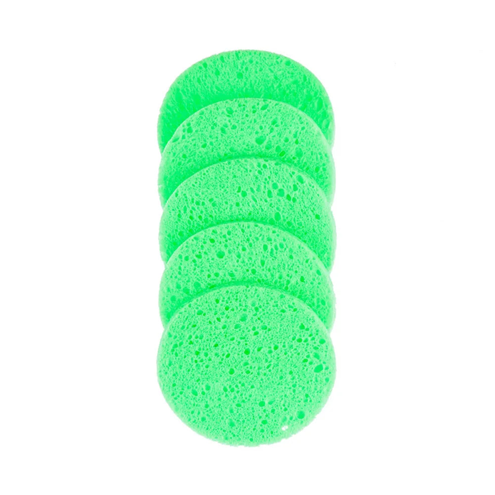 Natural Wood Pulp Makeup Remover Sponge - 5 or 10 Piece Round Facial Cleansing Puff Set