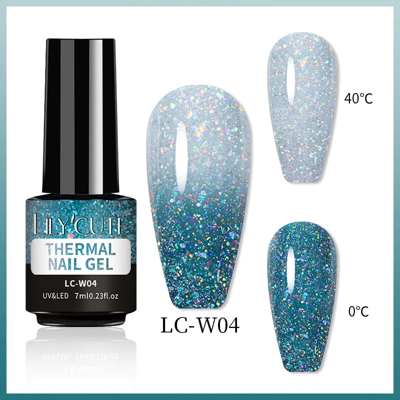 LILYCUTE 7ML Thermal Gel Nail Polish - Ultra-Thin Temperature Color Changing UV Gel