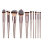 Champagne Makeup Brushes Set - 14 Piece Professional Synthetic Hair Cosmetic Brush Collection