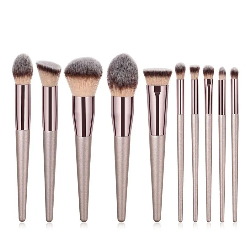 Champagne Makeup Brushes Set - 14 Piece Professional Synthetic Hair Cosmetic Brush Collection