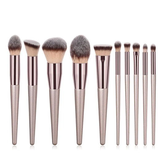 Champagne Makeup Brushes Set - 14 Piece Professional Synthetic Hair Cosmetic Brush Collection