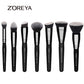 ZOREYA Black Makeup Brushes Set - 7 Piece Eye Face Cosmetic Foundation Powder Blush Set