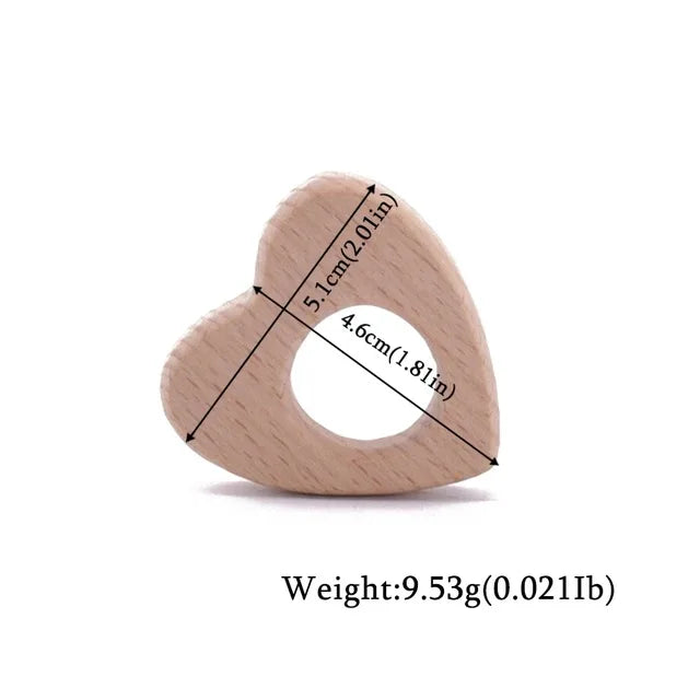 Beech Wood Animal Teether Set - 10 Piece Natural Baby Teething Toy for DIY Pacifier Chains