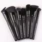 ZOREYA Black Makeup Brushes Set - 7 Piece Eye Face Cosmetic Foundation Powder Blush Set