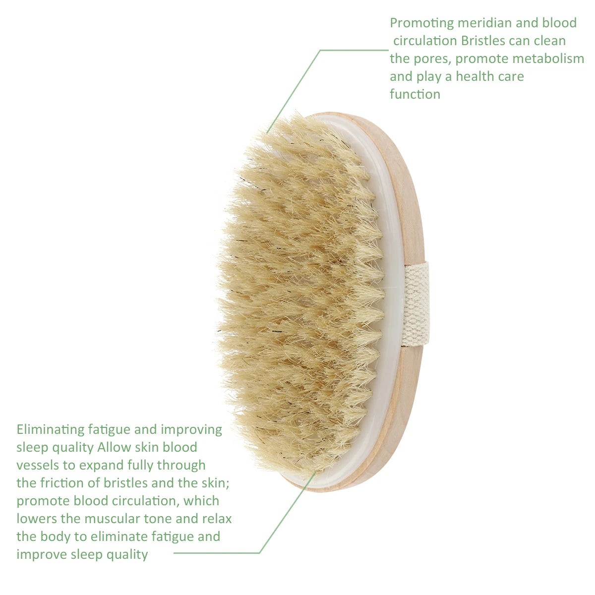 Natural Bristle Body Brush - Wooden Dry Skin Exfoliating Brush for Spa and Shower