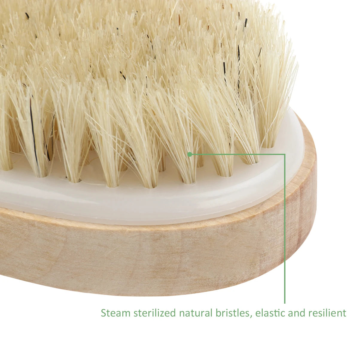 Natural Bristle Body Brush - Wooden Dry Skin Exfoliating Brush for Spa and Shower