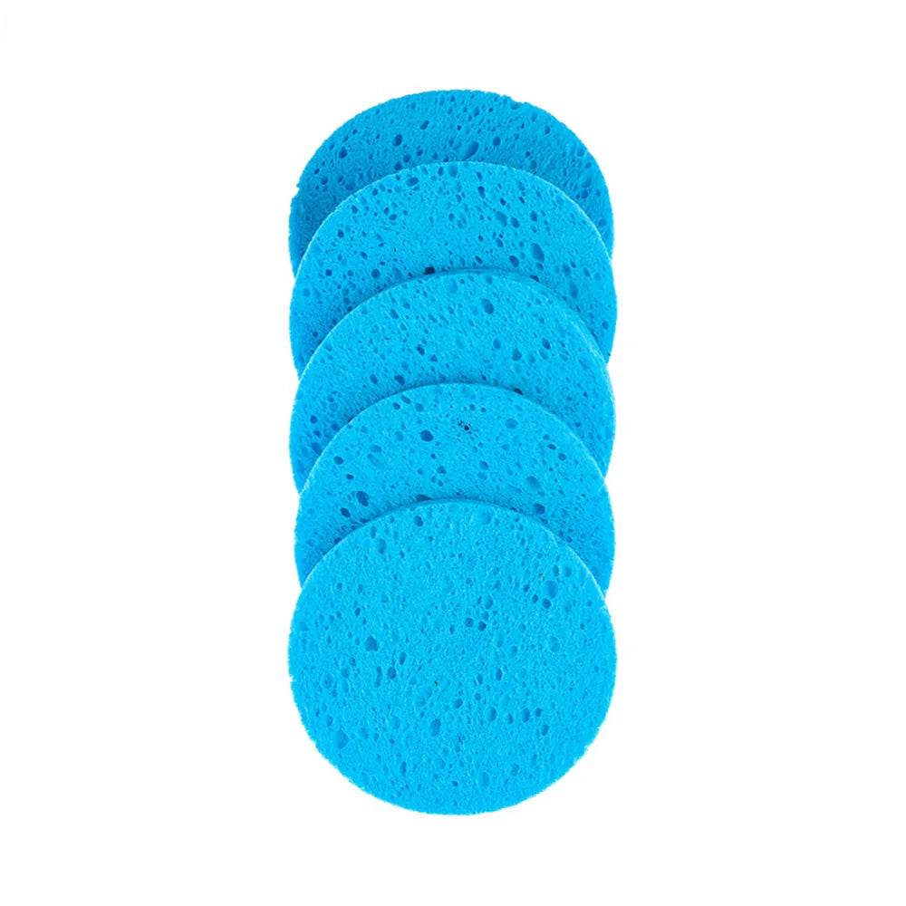 Natural Wood Pulp Makeup Remover Sponge - 5 or 10 Piece Round Facial Cleansing Puff Set