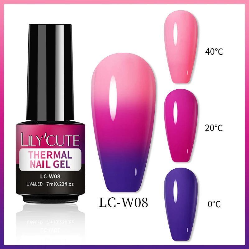 LILYCUTE 7ML Thermal Gel Nail Polish - Ultra-Thin Temperature Color Changing UV Gel