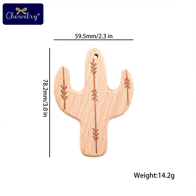 Beech Wood Animal Teether Set - 10 Piece Natural Baby Teething Toy for DIY Pacifier Chains