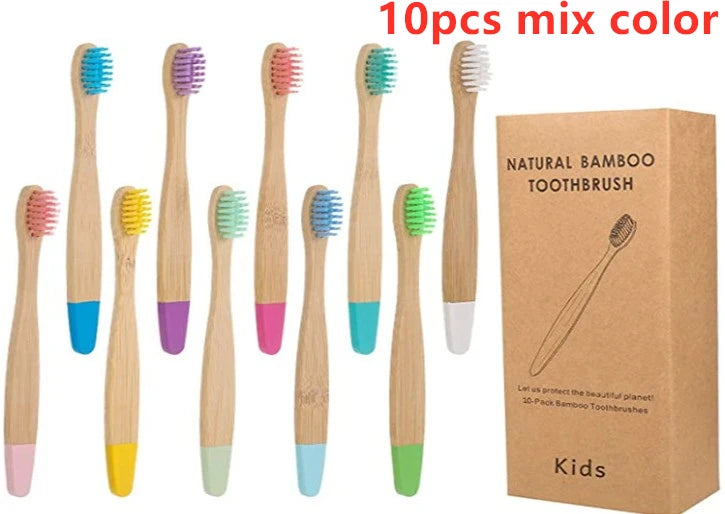 Organic Children Bamboo Toothbrush - 10 Colors Soft Fibre Bristles Eco-Friendly for Kids