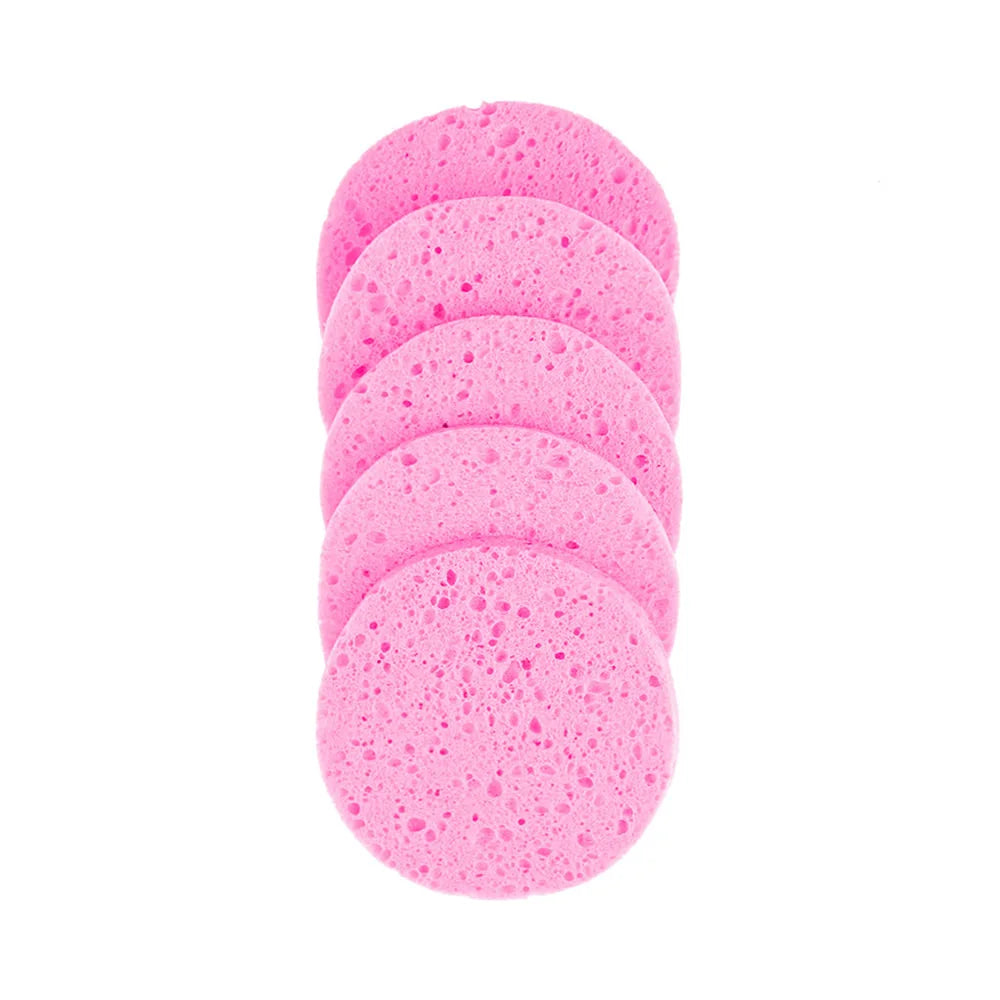 Natural Wood Pulp Makeup Remover Sponge - 5 or 10 Piece Round Facial Cleansing Puff Set