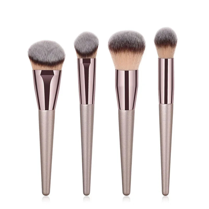 Champagne Makeup Brushes Set - 14 Piece Professional Synthetic Hair Cosmetic Brush Collection