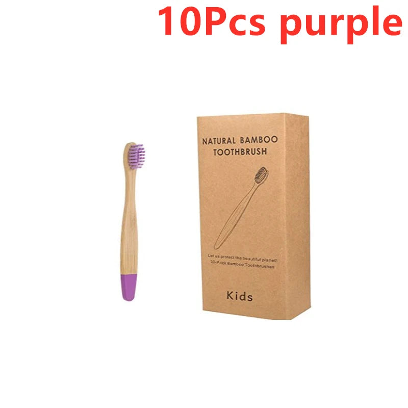 Organic Children Bamboo Toothbrush - 10 Colors Soft Fibre Bristles Eco-Friendly for Kids